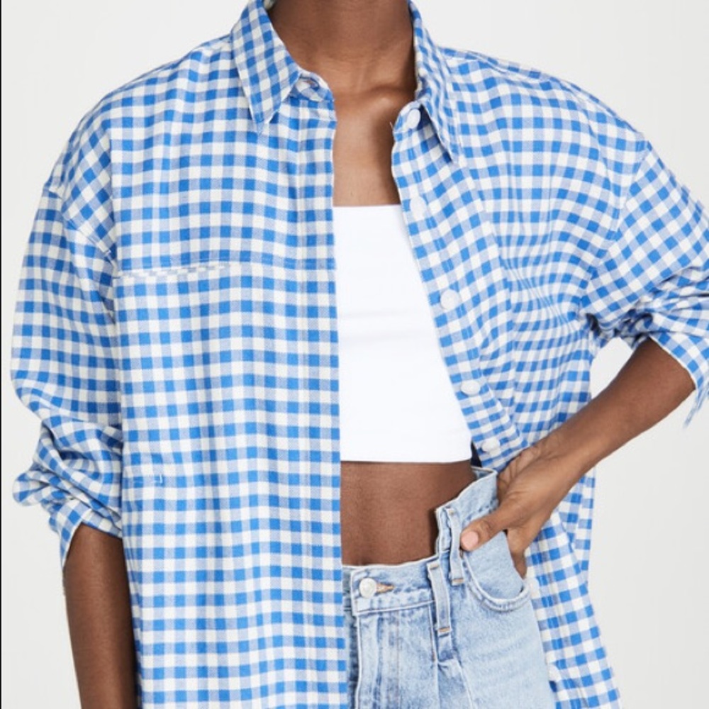 Holzweiler Blue Check Oversized Button Down Shirt